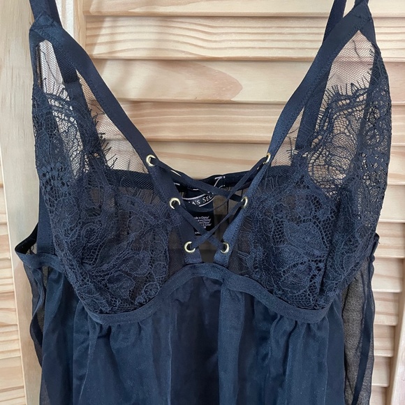 NWOT VS *BLACK* Lace Up Baby Doll - Picture 8 of 9